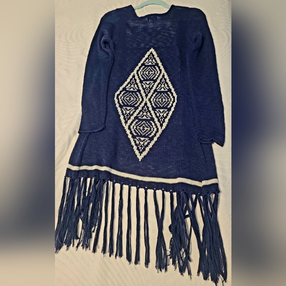 Joe Boxer Dark Blue Sweater with White Geometric Design